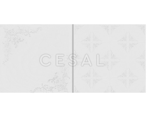 Купить Кассета 300х300мм Cesal 047 Серебряное кружево со скрытой подвесной системой - Cesal «Цесал»